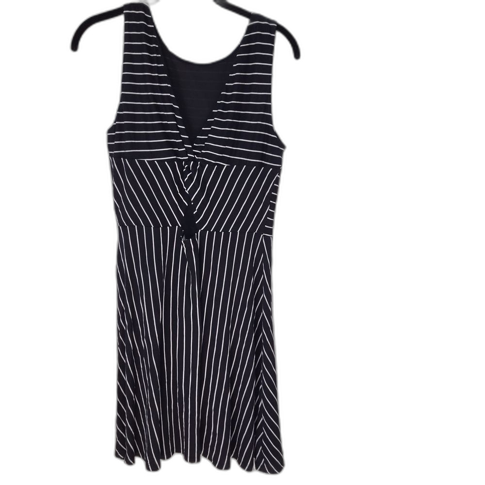 LOFT Black and White Striped Midi Dress - Size 6